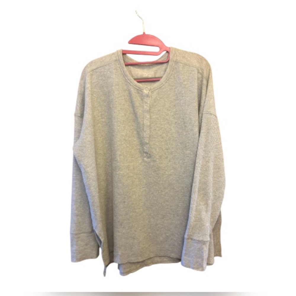 Heather Gray Long Sleeve Henley Top large
